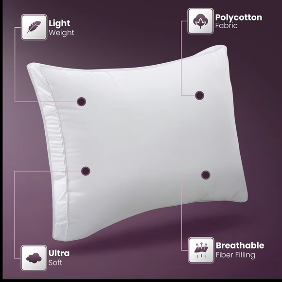 Hotel Quality Premium White Gusset Pillow Pack of 2 - Picture 4 of 6